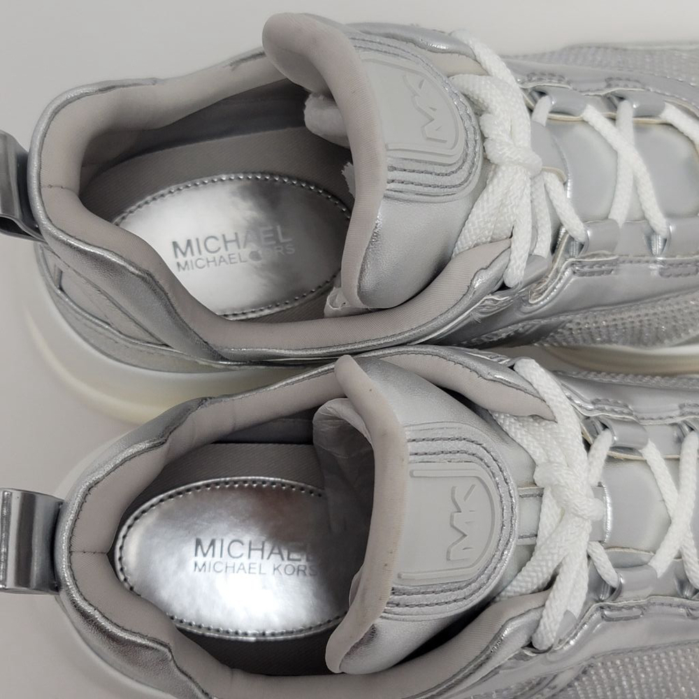 Michael Kors Olympia Extreme Trainer Sneakers Size 9M Crystal Metallic Silver - Picture 15 of 15